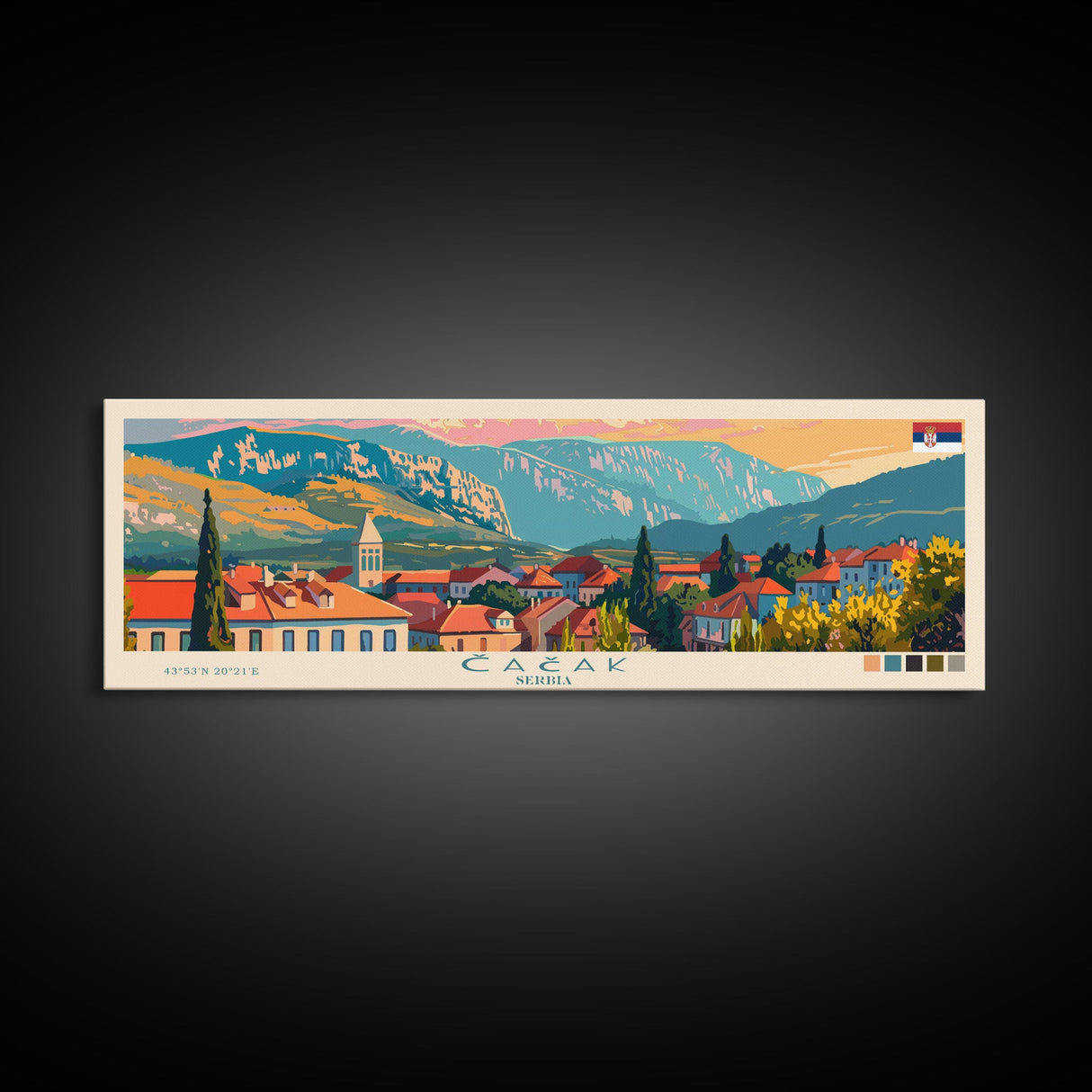 Čačak Serbia Wall Art, Panoramic Travel Poster, Panoramic Framed Canvas Print, City Wall Art, Wall Hanging Home Decor, Travel Art