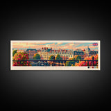 Cambridge United Kingdom Travel Print Wall Art, Panoramic City Art, Travel Art, Wall Decor, Vacation Gift, Framed Canvas Print Or Metal Art