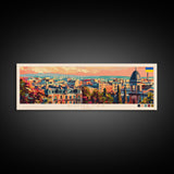 Donetsk Ukraine Panoramic Travel Poster, Framed Canvas Print or Metal Wall Art, Travel Art, Home Decor, Panoramic Painting, Midcentury Art