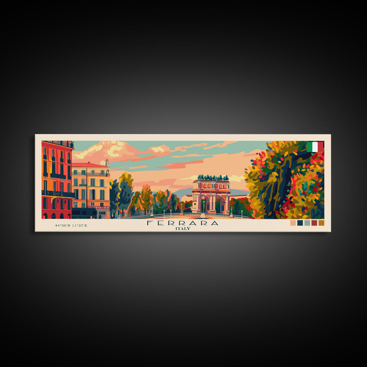 Ferrara Italy Travel Art, City Art, Framed Canvas Print or Metal Wall Art, Europe Travel Poster, Panoramic Wall Art, Extra Wide Wall Art