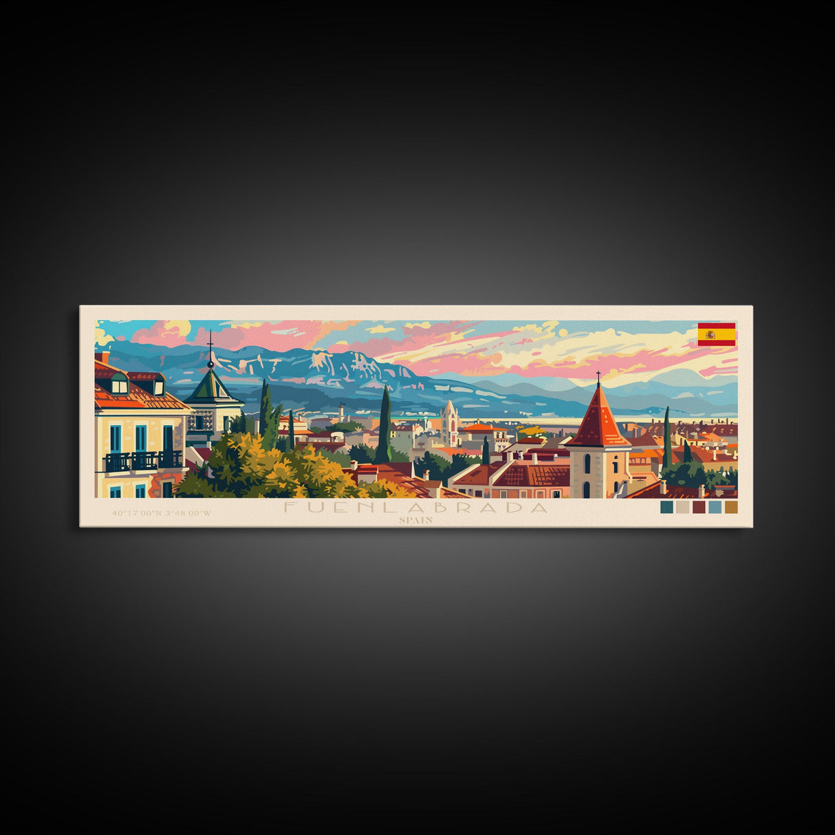 Fuenlabrada Spain Wall Art, Panoramic Travel Poster, Panoramic Framed Canvas Print, City Wall Art, Wall Hanging Home Decor, Travel Art