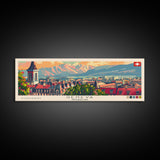 Geneva Switzerland Wall Art, Panoramic Travel Poster, Panoramic Framed Canvas Print, City Wall Art, Wall Hanging Home Decor, Travel Art