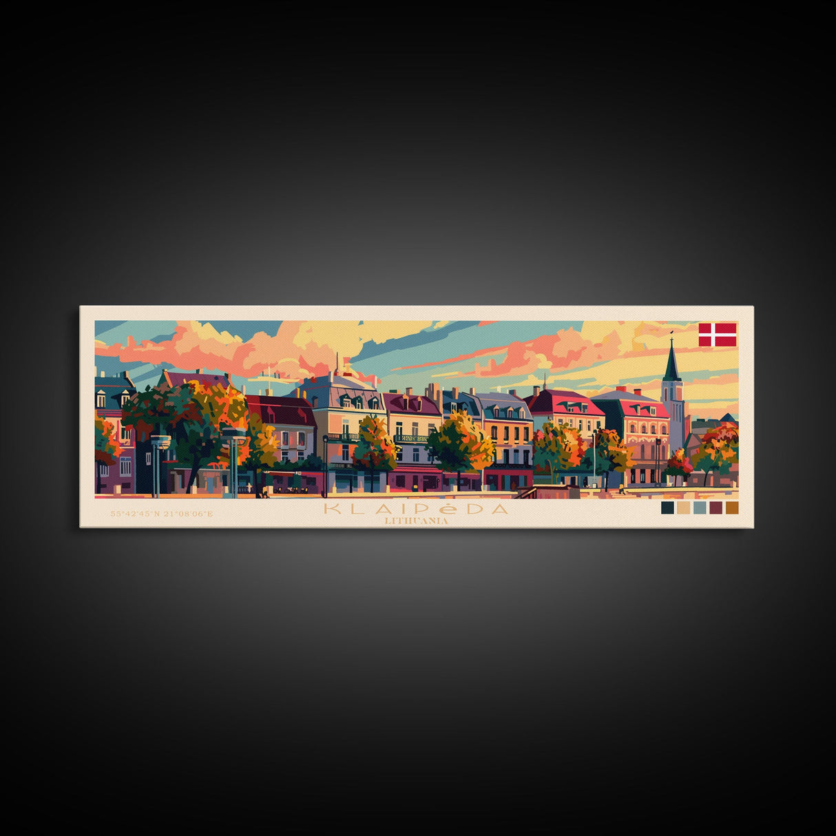 Klaipda Lithuania Wall Art, Panoramic Travel Poster, Panoramic Framed Canvas Print, City Wall Art, Wall Hanging Home Decor, Travel Art