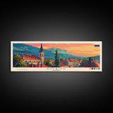 Kosice Slovakia Travel Art, City Art, Framed Canvas Print or Metal Wall Art, Europe Travel Poster, Panoramic Wall Art, Extra Wide Wall Art