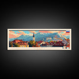 Kranj Slovenia Wall Art, Panoramic Travel Poster, Panoramic Framed Canvas Print, City Wall Art, Wall Hanging Home Decor, Travel Art