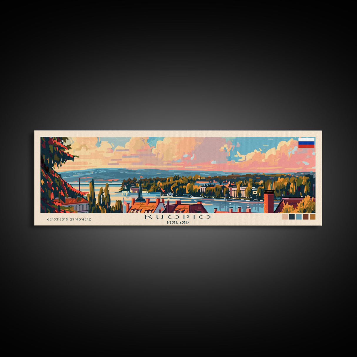 Kuopio Finland Wall Art, Panoramic Travel Poster, Panoramic Framed Canvas Print, City Wall Art, Wall Hanging Home Decor, Travel Art