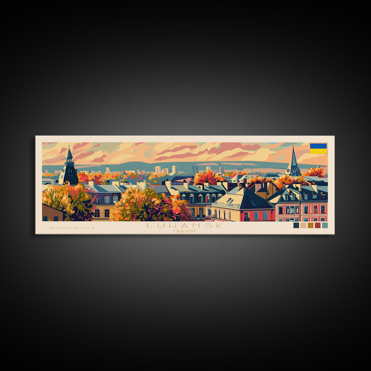 Luhansk Ukraine Wall Art, Panoramic Travel Poster, Panoramic Framed Canvas Print, City Wall Art, Wall Hanging Home Decor, Travel Art