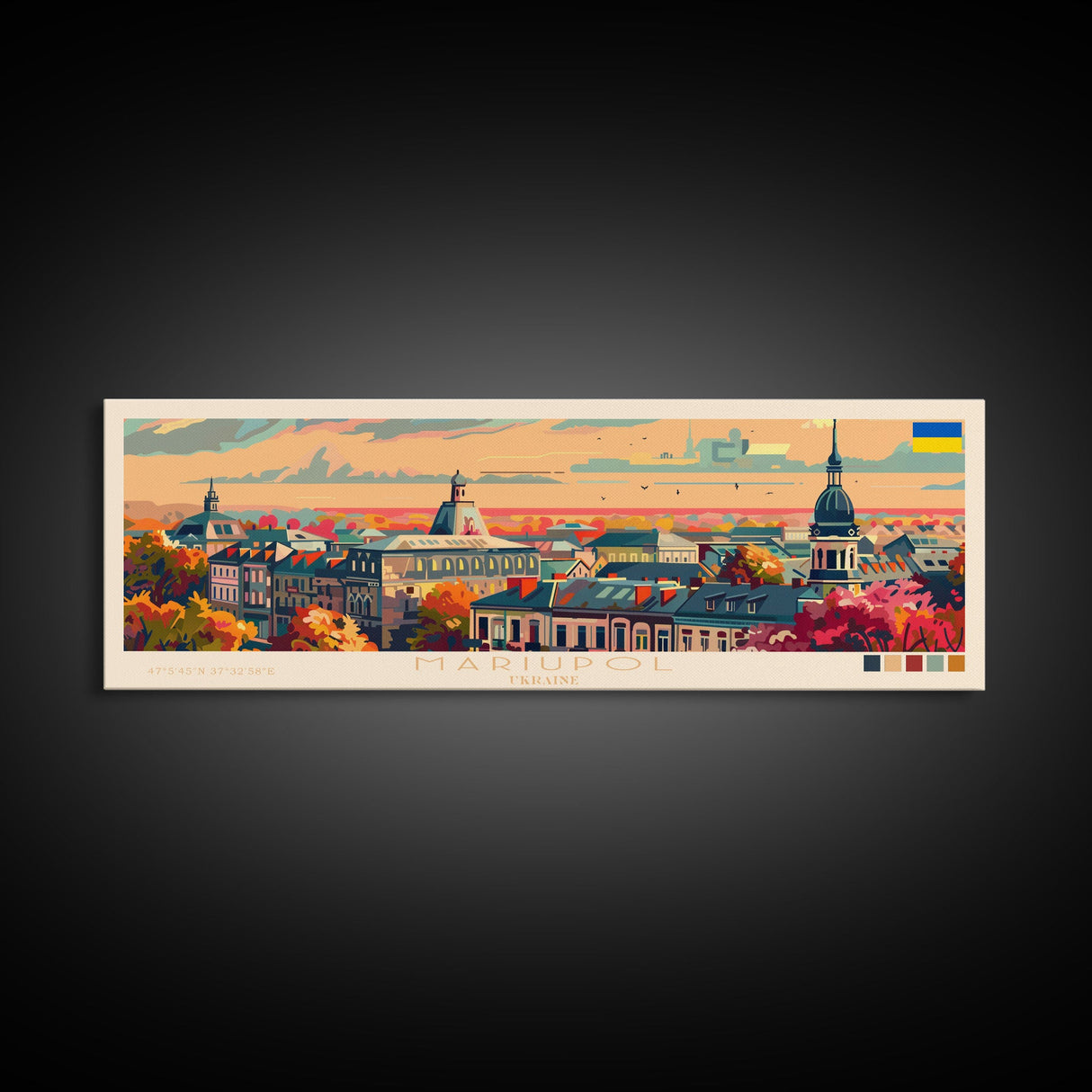 Mariupol Ukraine Wall Art, Panoramic Travel Poster, Panoramic Framed Canvas Print, City Wall Art, Wall Hanging Home Decor, Travel Art