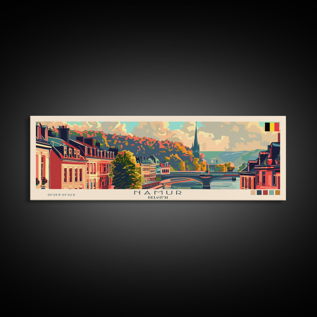 Namur Belgium Wall Art, Panoramic Travel Poster, Panoramic Framed Canvas Print, City Wall Art, Wall Hanging Home Decor, Travel Art