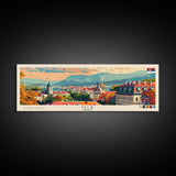 Niš Serbia Panoramic Travel Poster, Framed Canvas Print or Metal Wall Art, Travel Art, Home Decor, Panoramic Painting, Midcentury Art