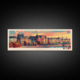 Nijmegen Netherlands Panoramic Travel Poster, Framed Canvas Print or Metal Wall Art, Travel Art, Home Decor, Panoramic Painting, Midcentury Art