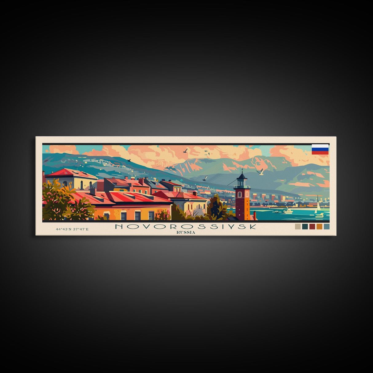 Novorossiysk Russia Wall Art, Panoramic Travel Poster, Panoramic Framed Canvas Print, City Wall Art, Wall Hanging Home Decor, Travel Art