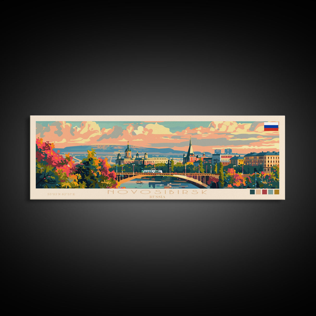 Novosibirsk Russia Travel Print Wall Art, Panoramic City Art, Travel Art, Wall Decor, Vacation Gift, Framed Canvas Print Or Metal Art