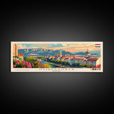 Nyiregyhaza Hungary Panoramic Travel Poster, Framed Canvas Print or Metal Wall Art, Travel Art, Home Decor, Panoramic Painting, Midcentury Art