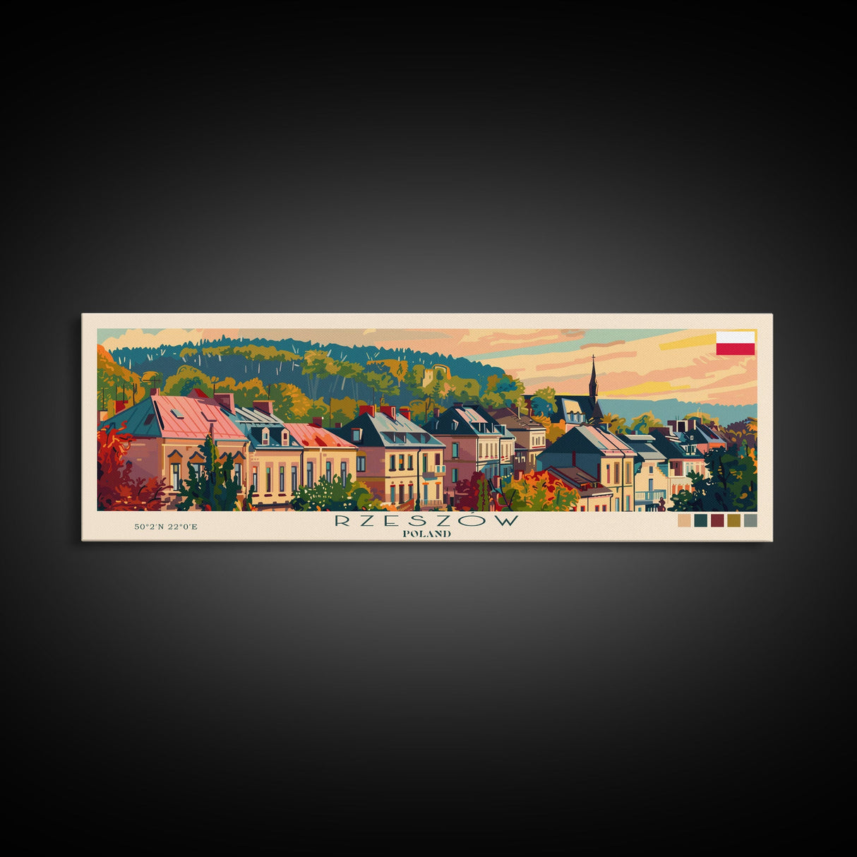 Rzeszow Poland Wall Art, Panoramic Travel Poster, Panoramic Framed Canvas Print, City Wall Art, Wall Hanging Home Decor, Travel Art