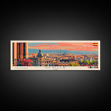 Seville Spain Panoramic Travel Poster, Framed Canvas Print or Metal Wall Art, Travel Art, Home Decor, Panoramic Painting, Midcentury Art