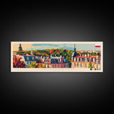 Sosnowiec Poland Panoramic Travel Poster, Framed Canvas Print or Metal Wall Art, Travel Art, Home Decor, Panoramic Painting, Midcentury Art