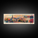 Strasbourg France Panoramic Travel Poster, Framed Canvas Print or Metal Wall Art, Travel Art, Home Decor, Panoramic Painting, Midcentury Art