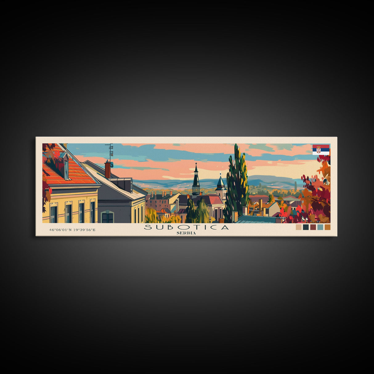 Subotica Serbia Travel Print Wall Art, Panoramic City Art, Travel Art, Wall Decor, Vacation Gift, Framed Canvas Print Or Metal Art