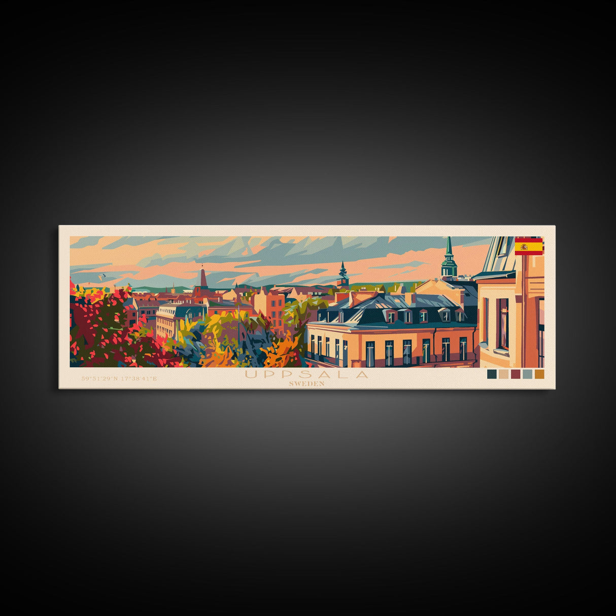 Uppsala Sweden Wall Art, Panoramic Travel Poster, Panoramic Framed Canvas Print, City Wall Art, Wall Hanging Home Decor, Travel Art