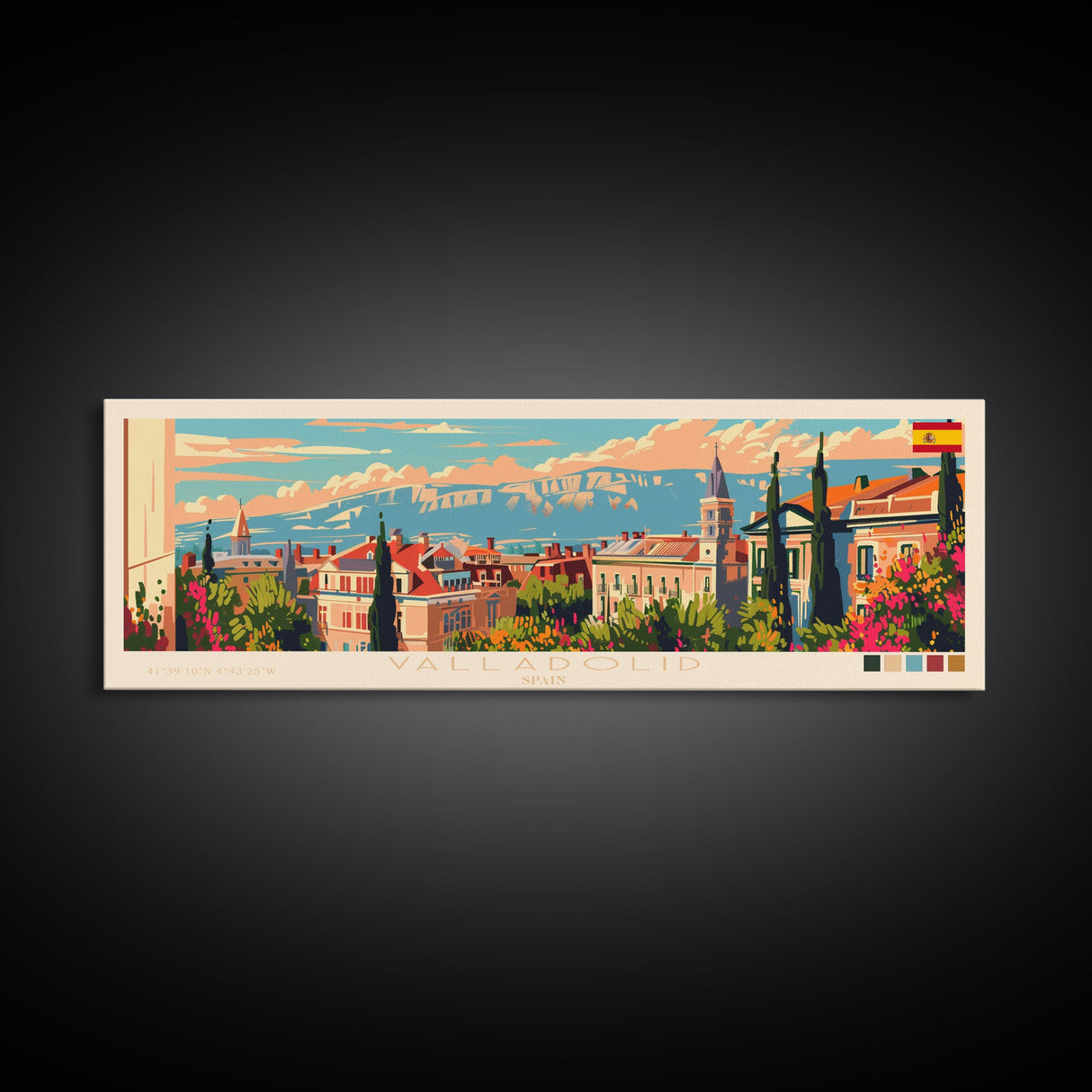 Valladolid Spain Wall Art, Panoramic Travel Poster, Panoramic Framed Canvas Print, City Wall Art, Wall Hanging Home Decor, Travel Art