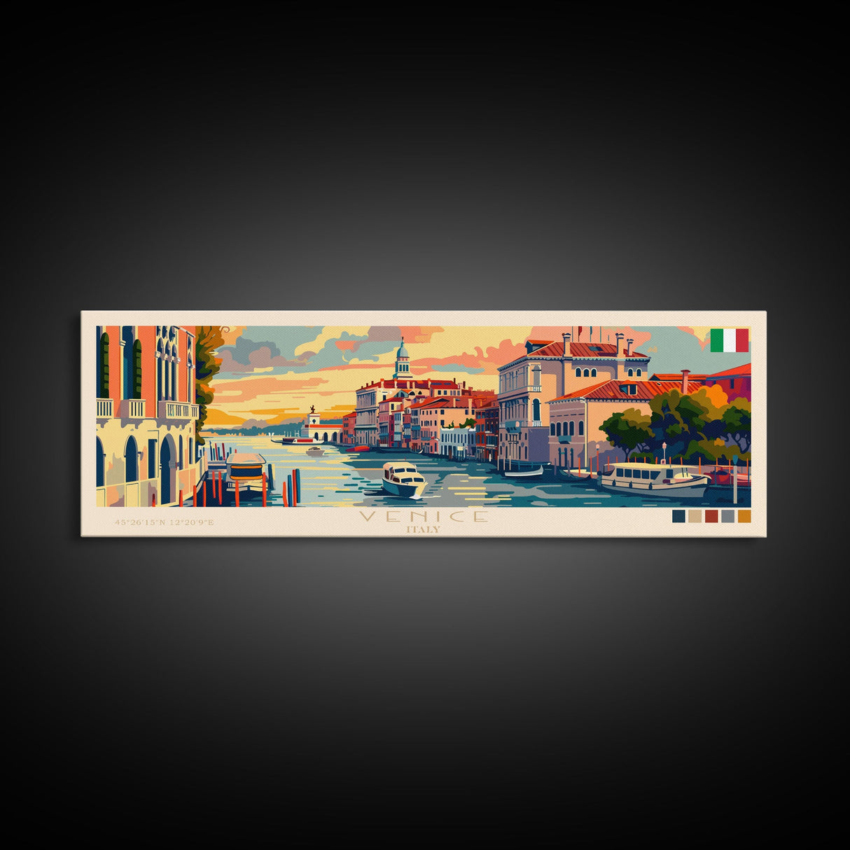 Venice Italy Travel Print Wall Art, Panoramic City Art, Travel Art, Wall Decor, Vacation Gift, Framed Canvas Print Or Metal Art