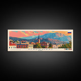 Vladikavkaz Russia Panoramic Travel Poster, Framed Canvas Print or Metal Wall Art, Travel Art, Home Decor, Panoramic Painting, Midcentury Art