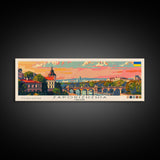 Zaporizhzhia Ukraine Panoramic Travel Poster, Framed Canvas Print or Metal Wall Art, Travel Art, Home Decor, Panoramic Painting, Midcentury Art