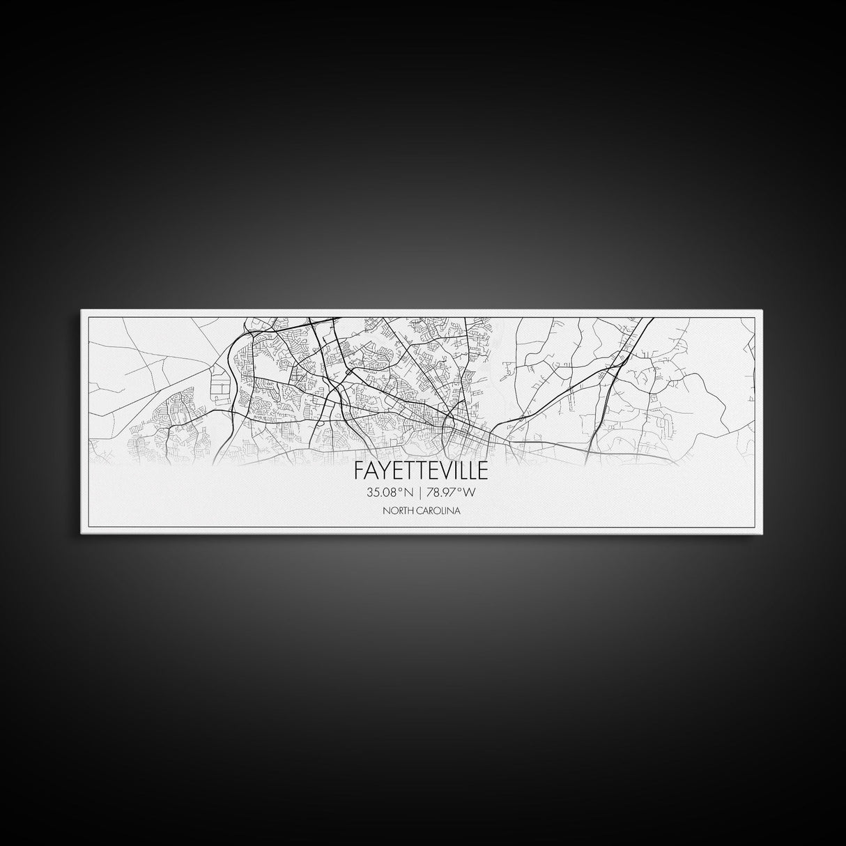 Panoramic Fayetteville City Map, North Carolina Art, Map Print, Minimalist Wall Art, Canvas Art, Housewarming Gift, Street Map, Closing Gift