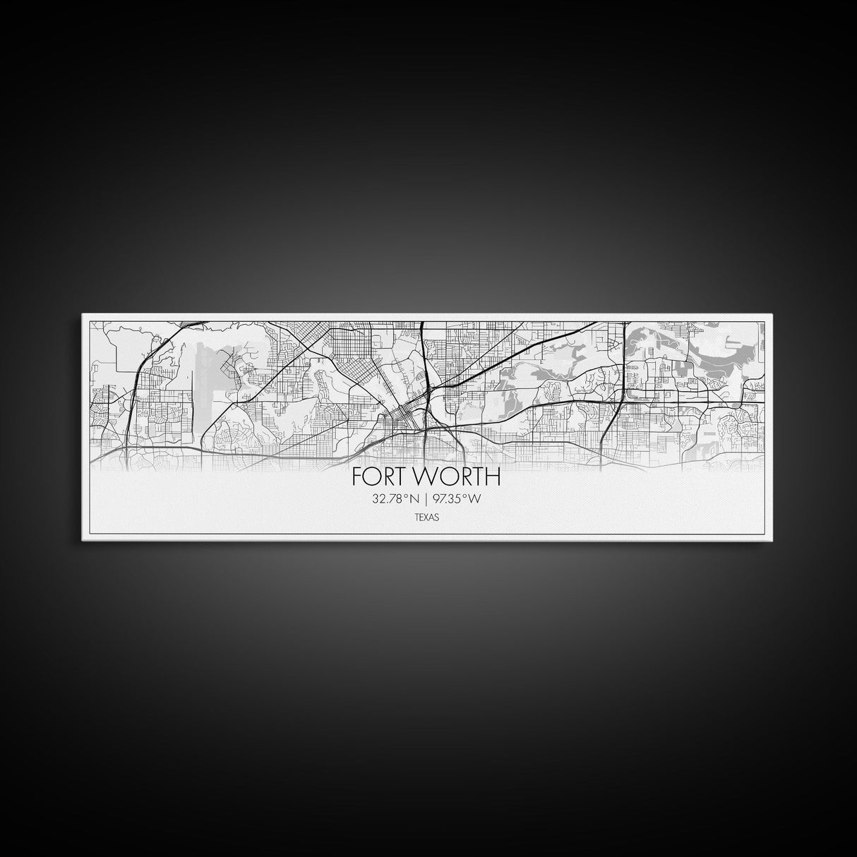 Panoramic Fort Worth City Map, Texas Art, Map Print, Minimalist Wall Art, Canvas Art, Housewarming Gift, Street Map Art, Closing Gift