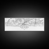 Panoramic Fort Worth City Map, Texas Art, Map Print, Minimalist Wall Art, Canvas Art, Housewarming Gift, Street Map Art, Closing Gift