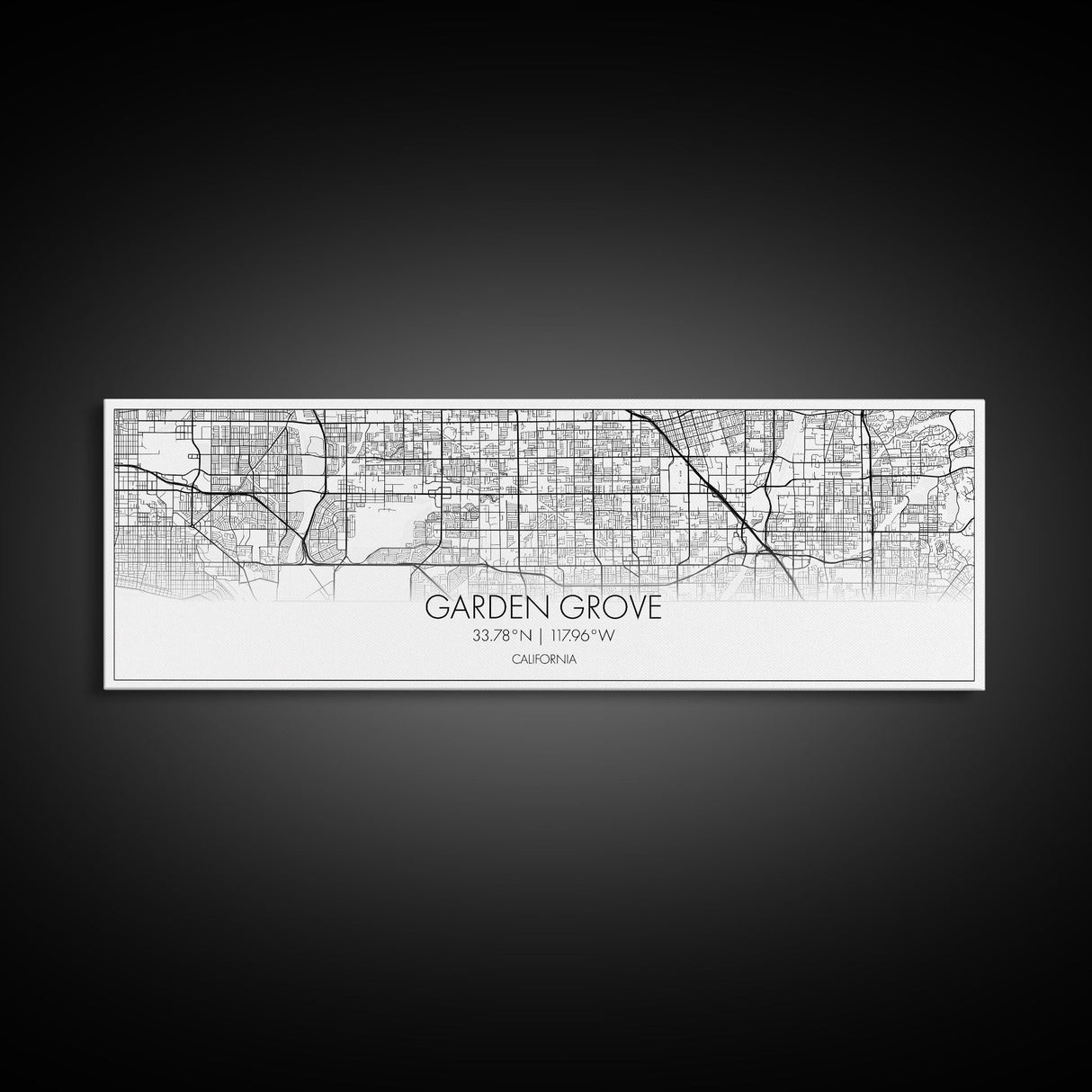 Panoramic Garden Grove City Map, California Art, Map Print, Minimalist Wall Art, Canvas Art, Housewarming Gift, Street Map Art, Closing Gift