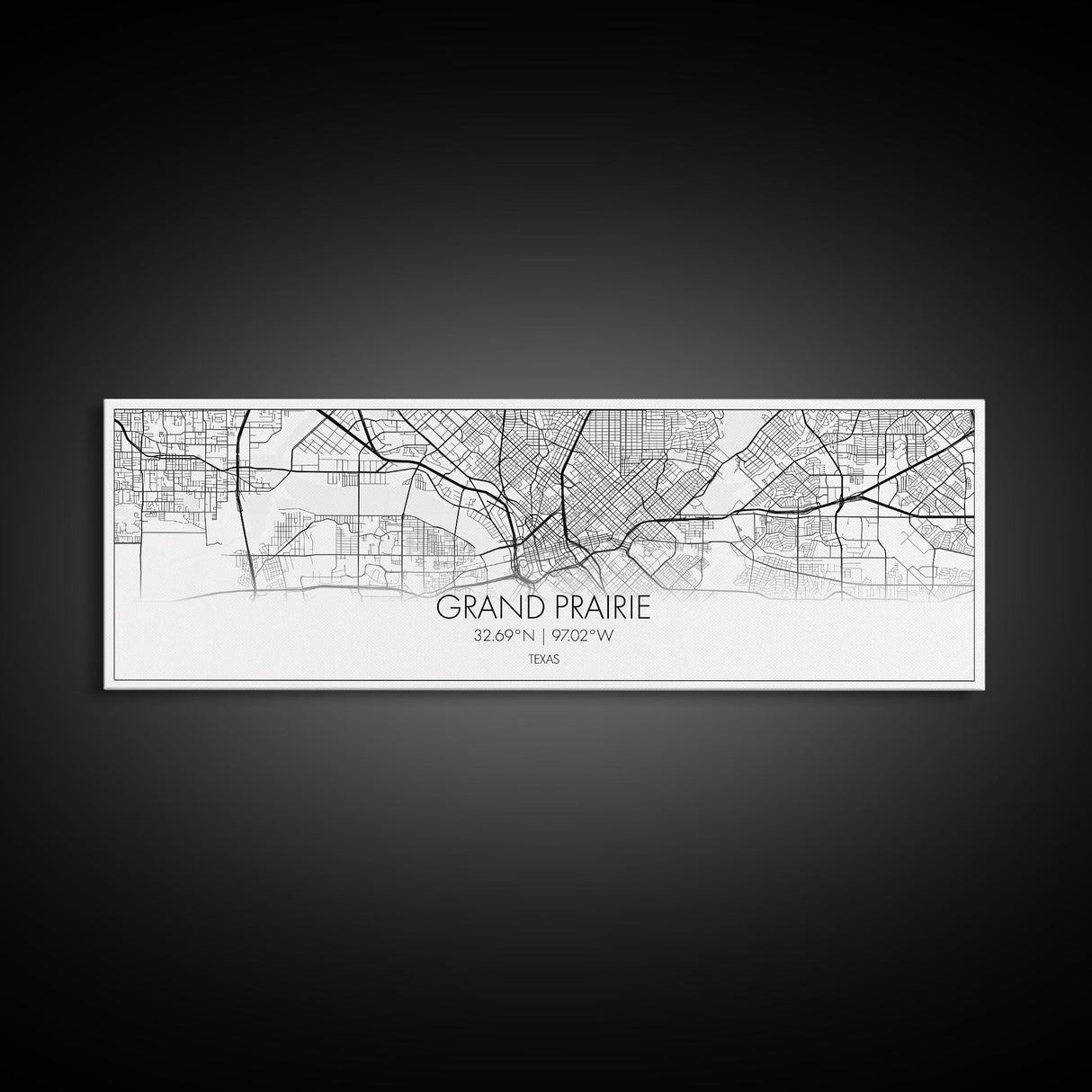 Panoramic Grand Prairie City Map, Texas Art, Map Print, Minimalist Wall Art, Canvas Art, Housewarming Gift, Street Map Art, Closing Gift