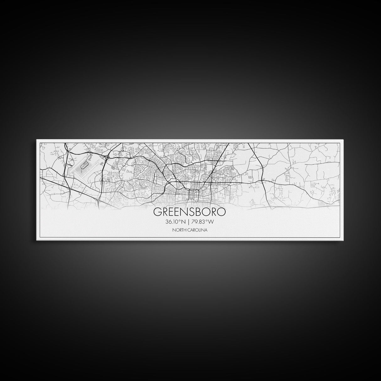 Panoramic Greensboro City Map, North Carolina Art, Map Print, Minimalist Wall Art, Canvas Art, Housewarming Gift, Street Map, Closing Gift