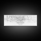 Panoramic Greensboro City Map, North Carolina Art, Map Print, Minimalist Wall Art, Canvas Art, Housewarming Gift, Street Map, Closing Gift