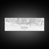 Panoramic Hamburg City Map, Germany Art, Map Print, Minimalist Wall Art, Canvas Art, Housewarming Gift, Street Map Art, Closing Gift