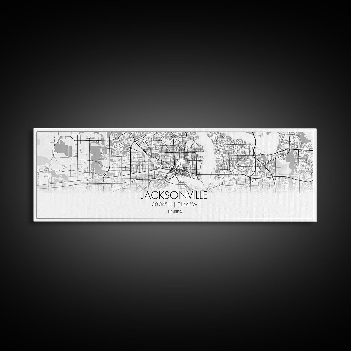 Panoramic Jacksonville City Map, Florida Art, Map Print, Minimalist Wall Art, Canvas Art, Housewarming Gift, Street Map Art, Closing Gift