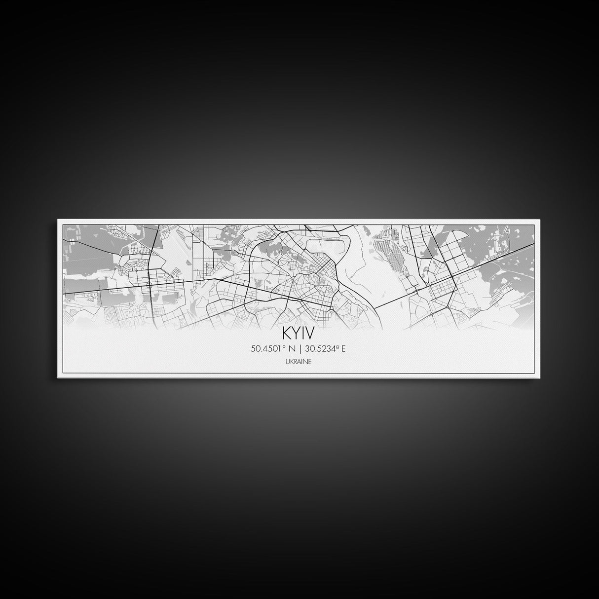 Panoramic Kyiv City Map, Ukraine Art, Map Print, Minimalist Wall Art, Canvas Art, Housewarming Gift, Street Map Art, Closing Gift