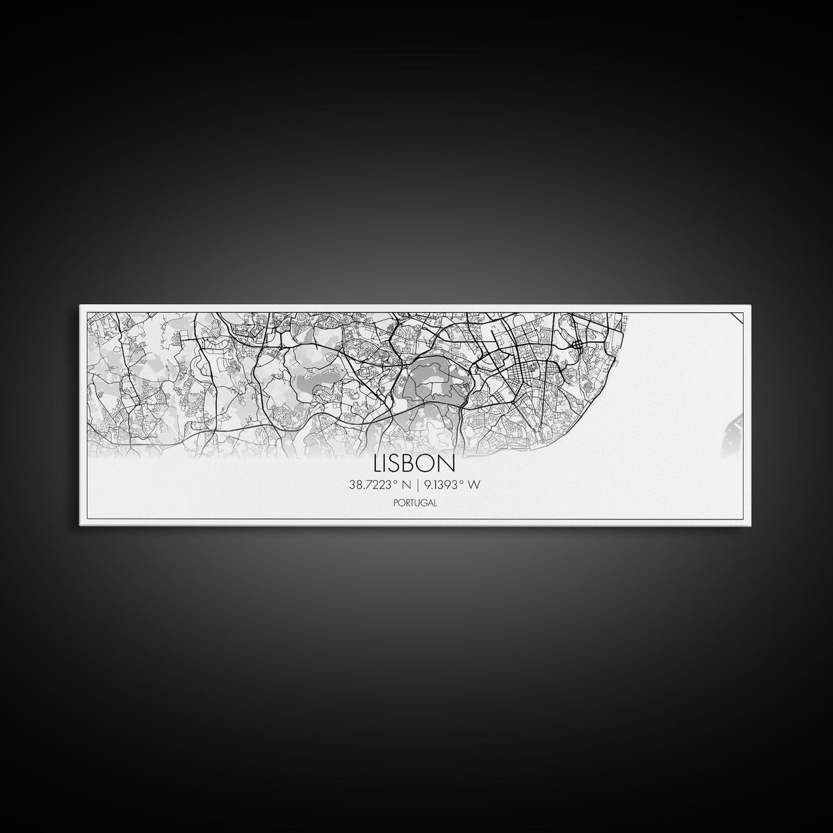 Panoramic Lisbon City Map, Portugal Art, Map Print, Minimalist Wall Art, Canvas Art, Housewarming Gift, Street Map Art, Closing Gift