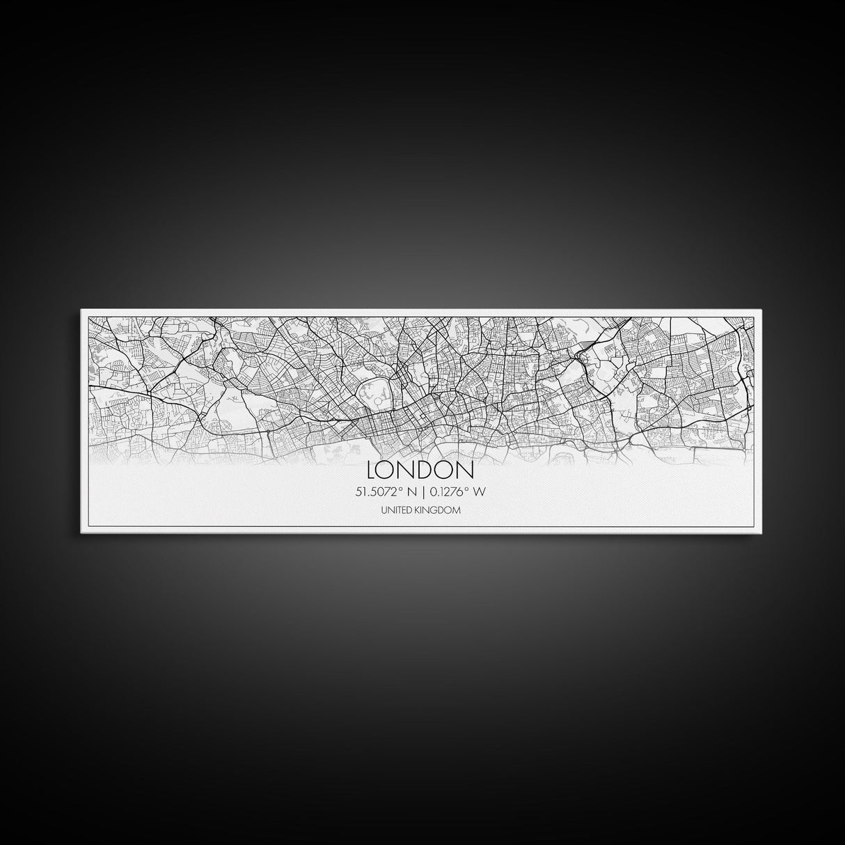 Panoramic London City Map, United Kingdom Art, Map Print, Minimalist Wall Art, Canvas Art, Housewarming Gift, Street Map Art, Closing Gift