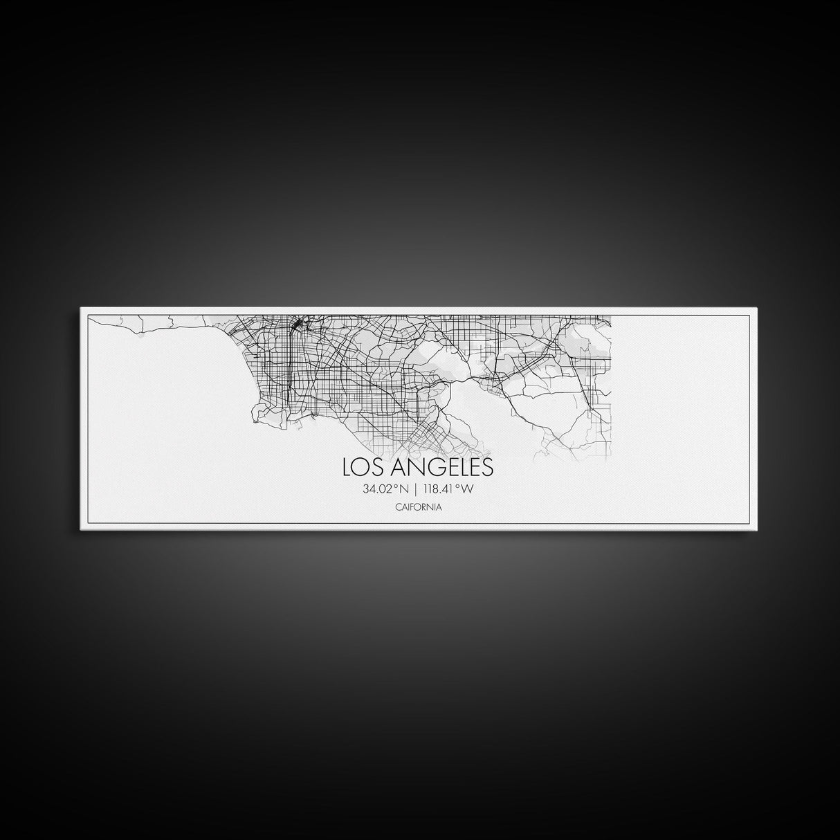 Panoramic Los Angeles City Map, California Art, Map Print, Minimalist Wall Art, Canvas Art, Housewarming Gift, Street Map Art, Closing Gift