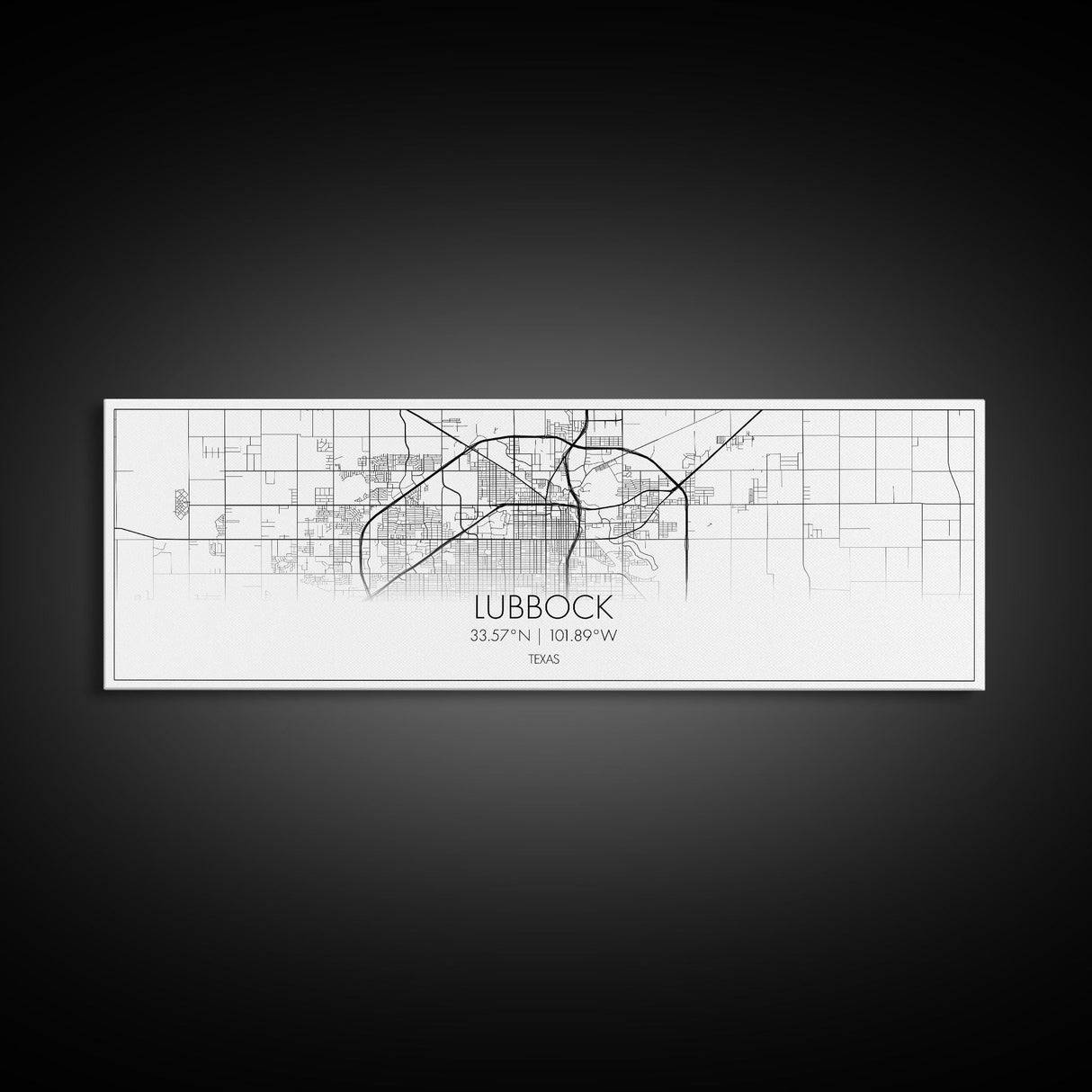 Panoramic Lubbock City Map, Texas Art, Map Print, Minimalist Wall Art, Canvas Art, Housewarming Gift, Street Map Art, Closing Gift