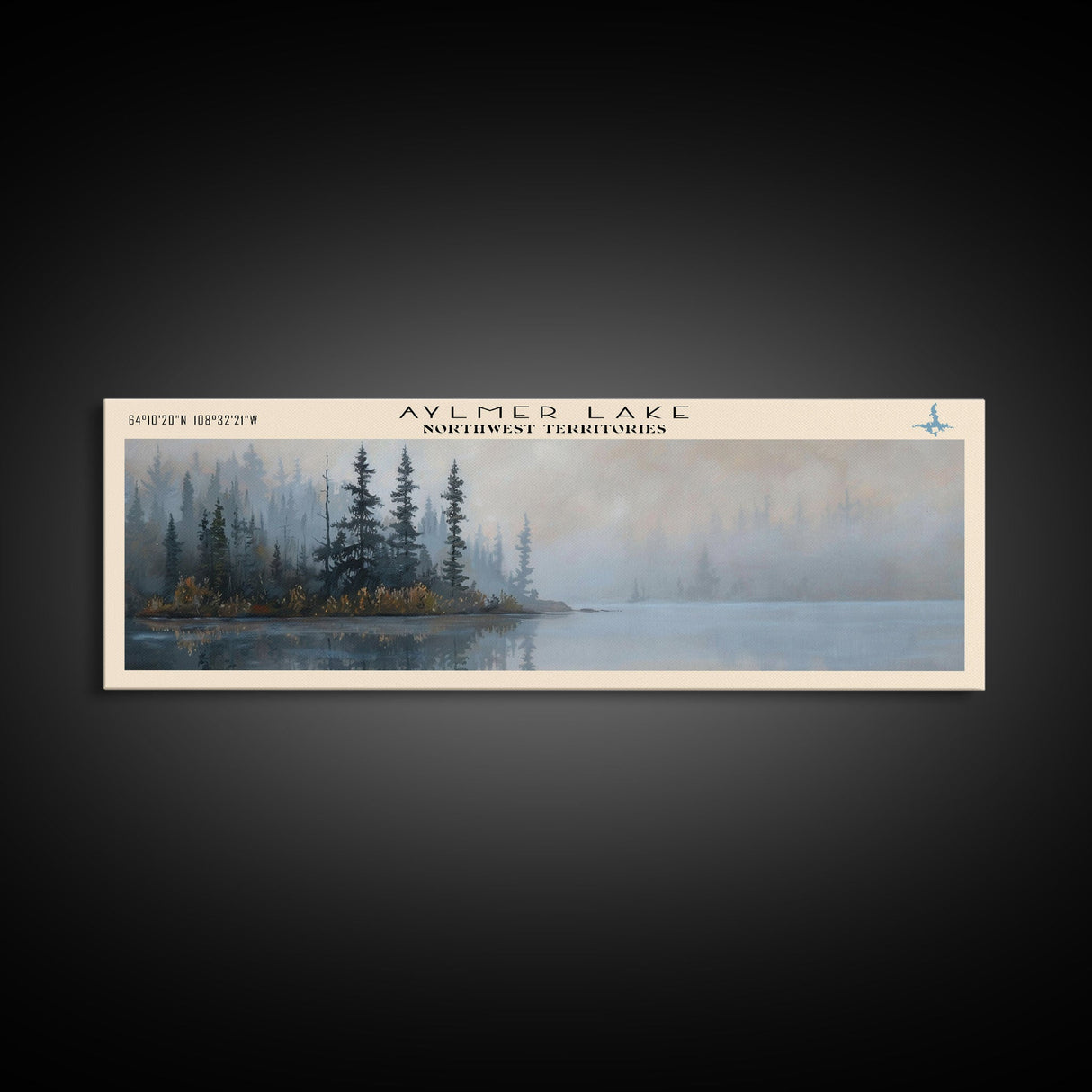 Aylmer Lake Panoramic Framed Canvas Print, Lake House Decor, Rustic Art, Travel Poster, Scenic View, Home Decoration