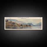 Baker Lake Washington Panoramic Framed Canvas Print, Lake House Art, Boho Decor, Travel Poster, Nature Wall Art, Serene Scene