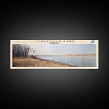 Conestoga Lake Nebraska Framed Canvas Print, Panoramic Lake House Decor, Wide Wall Art, Travel Poster, Modern Lake Painting, Nature Art