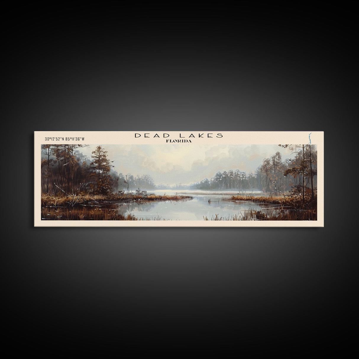 Davy Lake Framed Canvas Print, Lake House Decor, Panoramic Wall Art, Travel Poster, Rustic Lake Painting, Home Decor