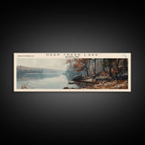 Deal Lake New Jersey Framed Canvas Print, Lake House Art, Panoramic Wall Art, Travel Poster, Rustic Lake Painting, Home Decor