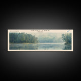 Geist Lake Indiana Framed Canvas Print, Panoramic Lake House Decor, Wall Art, Travel Poster, Peaceful Lake Painting, Nature Art