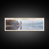 Great Sacandaga Lake Framed Canvas Print, Lake House Art, Panoramic Wall Art, Travel Poster, Serene Lake Painting, Home Decor