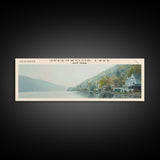 Greenwood Lake New York Framed Canvas Print, Lake House Art, Panoramic Wall Art, Travel Poster, Peaceful Lake Painting, Home Decor